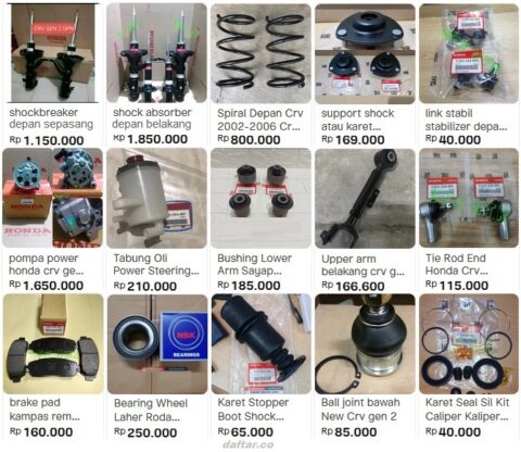 Katalog Kaki-kaki Honda CRV gen-2 (2002-2006) Suspensi Depan, Shockbreaker Belakang, Kampas Rem, Ball Joint, Power Streering