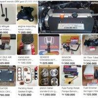 Katalog suku cadang mesin Honda CRV Gen 2: piston, ring seher, blok, paking set, gasket head, pompa bensin, radiator.